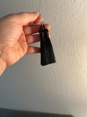 Black Tassel Earrings - Lightweight Fringe Drop